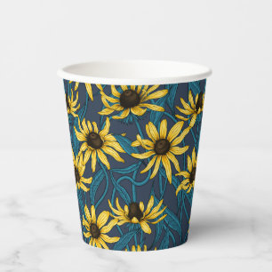 Gobelets En Papier Rudbekia jaune sur la marine