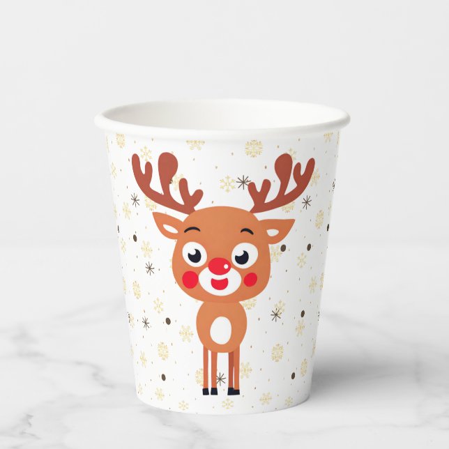 Gobelets En Papier Rudolph Red Nose Reindeer tasse en papier (Recto)