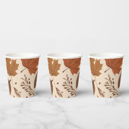 Gobelets En Papier Russe Beige Brown Érable Feuille Mariage d'automne