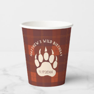 Gobelets En Papier Russe Plaid Bear Paw Wild Birthday Party