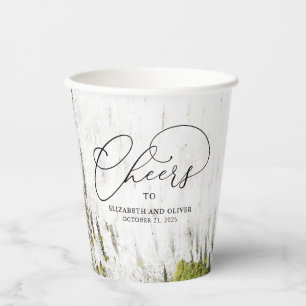 Gobelets En Papier Rustic Country Birch Tree Bark Texture Cheveux