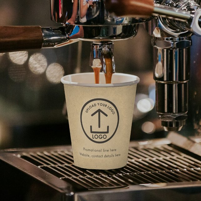 Gobelets En Papier Rustic Kraft Professionnel Logo & Texte (Rustic Kraft Professional Business Logo & Text Paper Cups)
