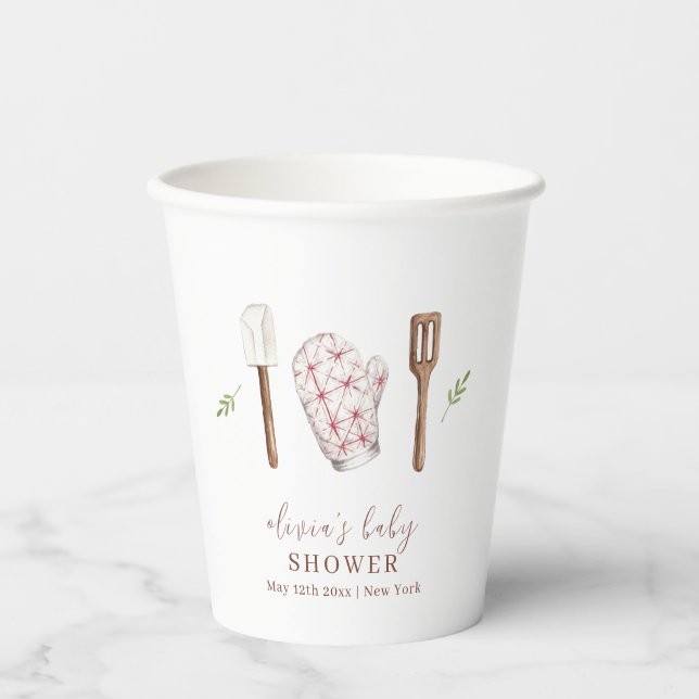 Gobelets En Papier Rustic Modern Chef Cuisine Stuff Baby shower (Recto)