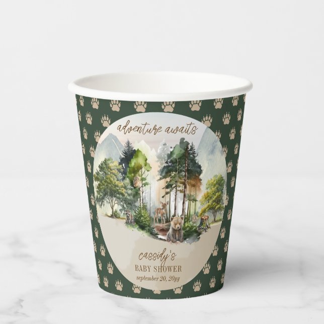 Gobelets En Papier Rustic Woodland Adventure Attend Boy Baby shower (Recto)