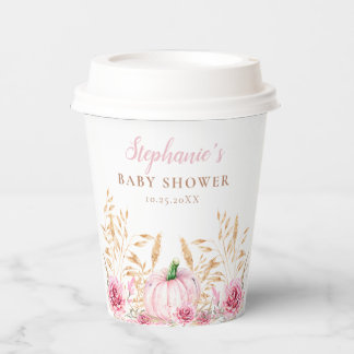 Gobelets En Papier Rustique automne boho Citrouille bébé Fille douche