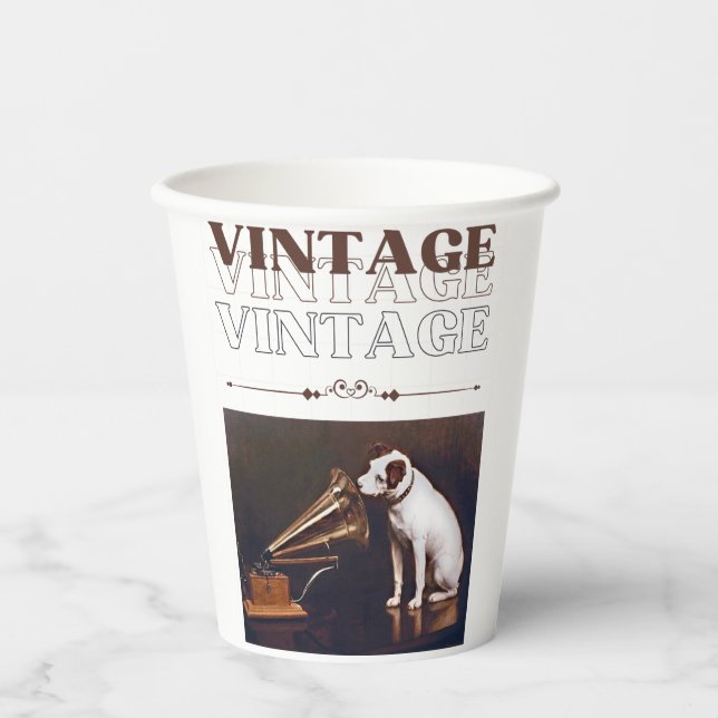 Gobelets En Papier Sa Maîtrise de la voix Vintage empilée (Recto)