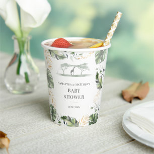 Gobelets En Papier Safari Palm Feuilles Baby shower Couples