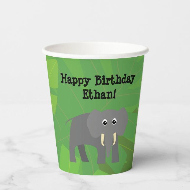 Gobelets En Papier Safari thème anniversaire - coupe de papier d'élép (Verso)