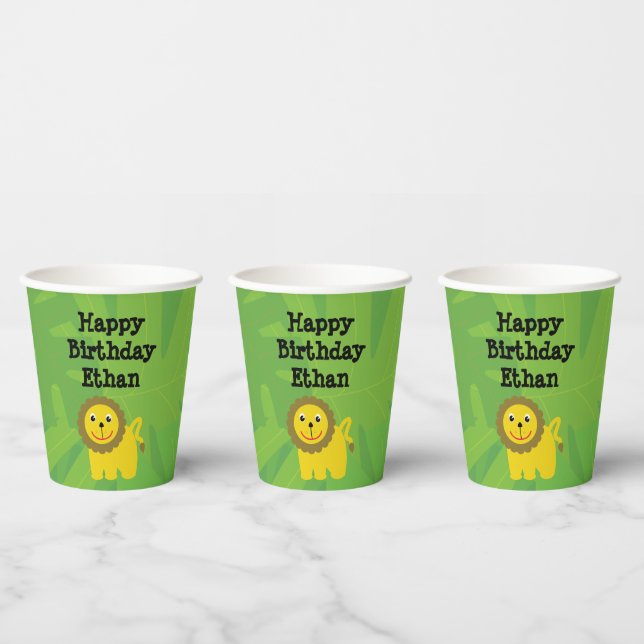 Gobelets En Papier Safari thème anniversaire - tasse de papier lion (Multi)