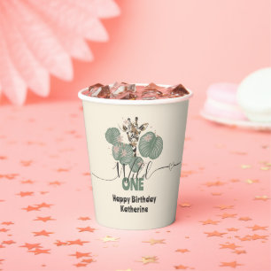 Gobelets En Papier Safari Wild One Giraffe Animal Anniversaire