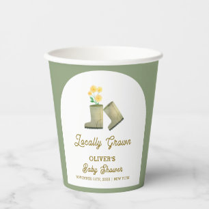 Gobelets En Papier Sage Green Baby shower de bottes florales cultivée