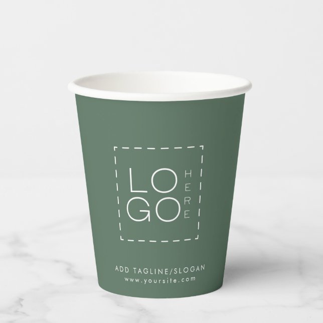 Gobelets En Papier Sage Green Custom Carré Business Logo Party (Recto)