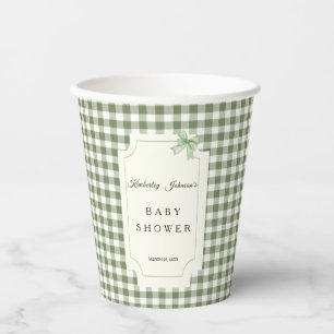 Gobelets En Papier Sage Green En vichy et BowBaby Douche