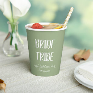 Gobelets En Papier Sage Green Simple Color Mariage Bride Tribe