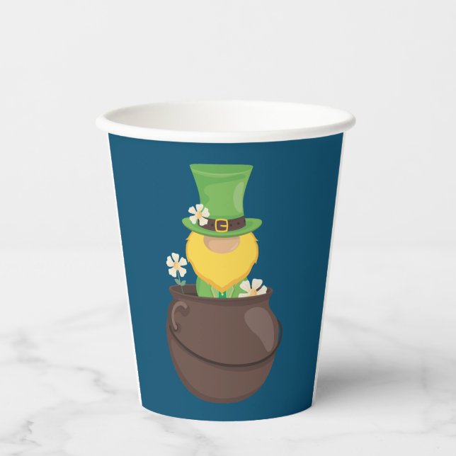 Gobelets En Papier Saint Patrick's Day Leprechaun en Pot d'Or (Recto)