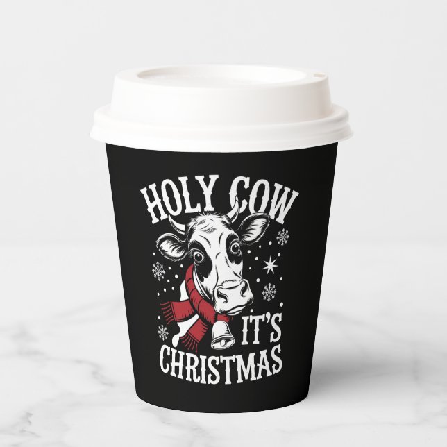 Gobelets En Papier Saint Vache C'est Noël Funny Cow Lover Farm (Recto)