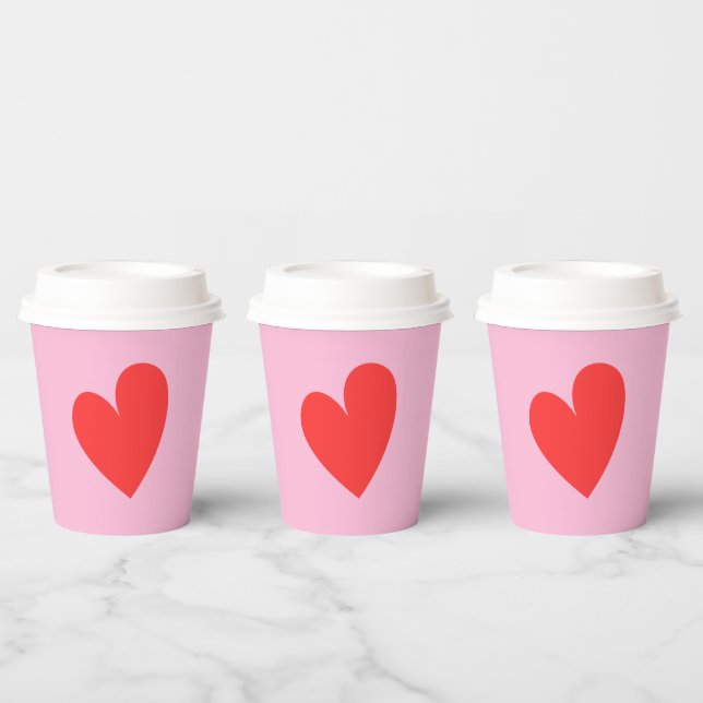Gobelets En Papier Saint Valentin Coeur rose et rouge (Multi)