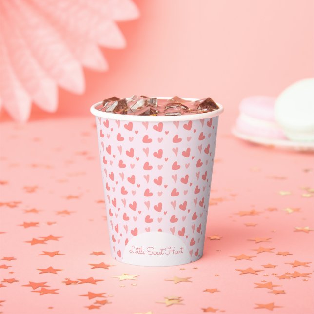 Gobelets En Papier Saint-Valentin Coeurs rose Peach Anniversaire (Insitu)