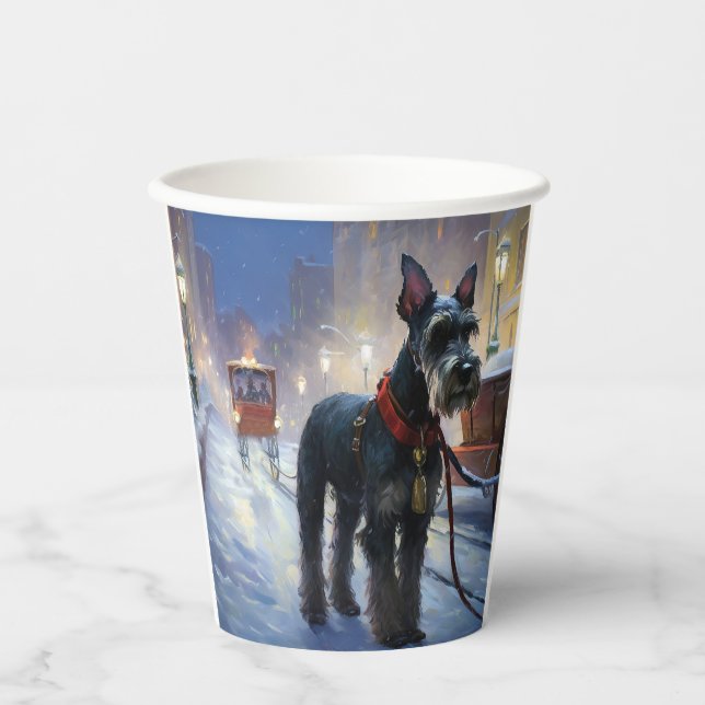 Gobelets En Papier Saison de Noël des Schnauzer miniatures (Recto)