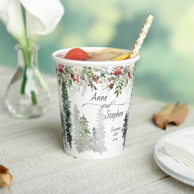 Gobelets En Papier Saison d'hiver Mariage Woodland tasse de papier (Insitu)