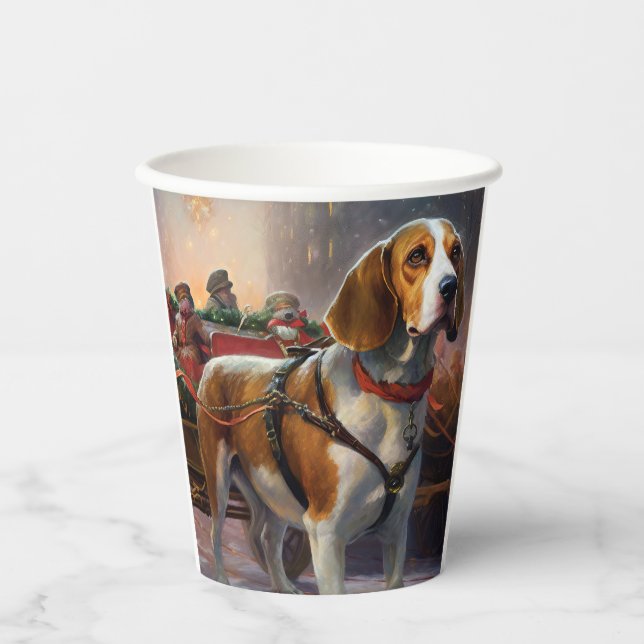 Gobelets En Papier Saison festive de Noël beagle (Recto)
