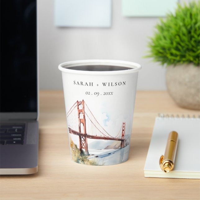 Gobelets En Papier San Francisco Golden Gate Bridge Landscape Wedding (Insitu)