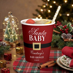 Gobelets En Papier Santa Baby   Baby Shower de Noël