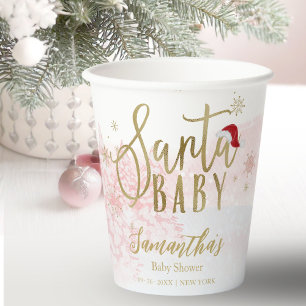 Gobelets En Papier Santa Baby Fille Noël Baby Shower
