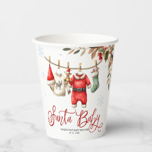 Gobelets En Papier Santa Baby Noël Fête de Bébé d'Hiver