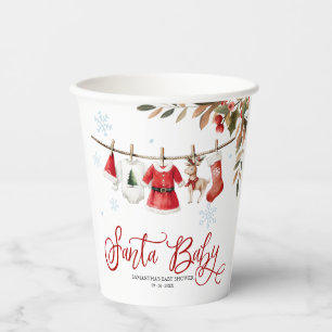 Gobelets En Papier Santa Bébé Noël Hiver Fille Baby Shower