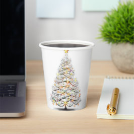Gobelets En Papier sapin de Noël étincelant