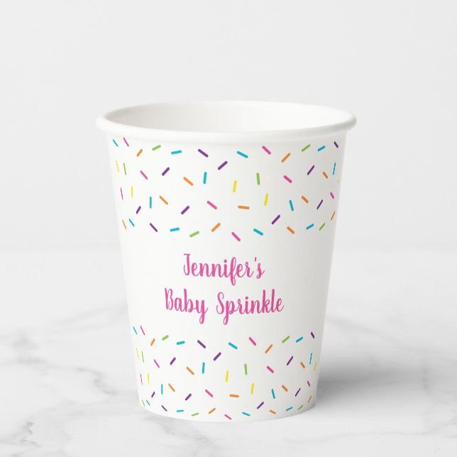 Gobelets En Papier Saupoudrer rose arc-en-ciel (Recto)