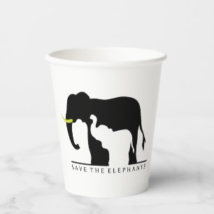 Gobelets En Papier Sauvez la coupe de papier des éléphants