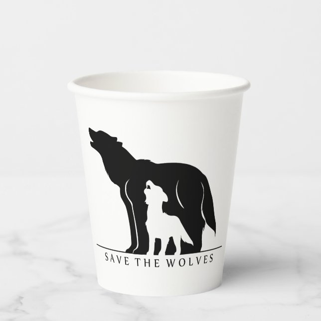 Gobelets En Papier Sauvez la coupe de papier des loups (Recto)