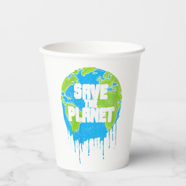 Gobelets En Papier Sauvez Le Jour des terres Planète (Recto)