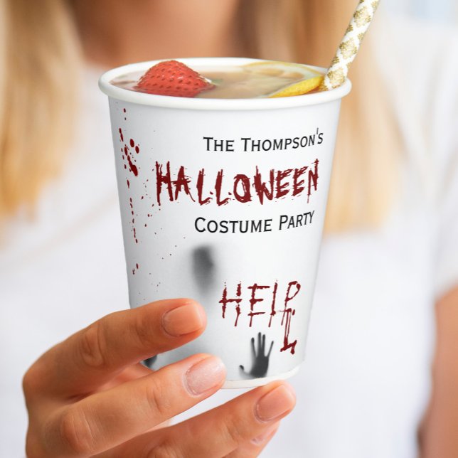 Gobelets En Papier Scary Bloody Halloween Costume Party Blanc (Créateur téléchargé)