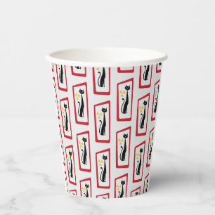 Gobelets En Papier Schrödinger's Cat Mid Century Rouge moderne
