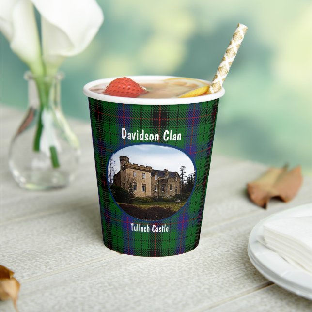 Gobelets En Papier Scottish Davidson Clan Castle Tartan (Insitu)