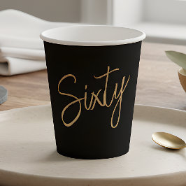 Gobelets En Papier Script 60e Anniversaire Noir
