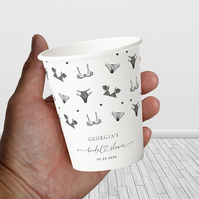 Gobelets En Papier Script Coeur moderne et Fête des mariées de linger (Créateur téléchargé)