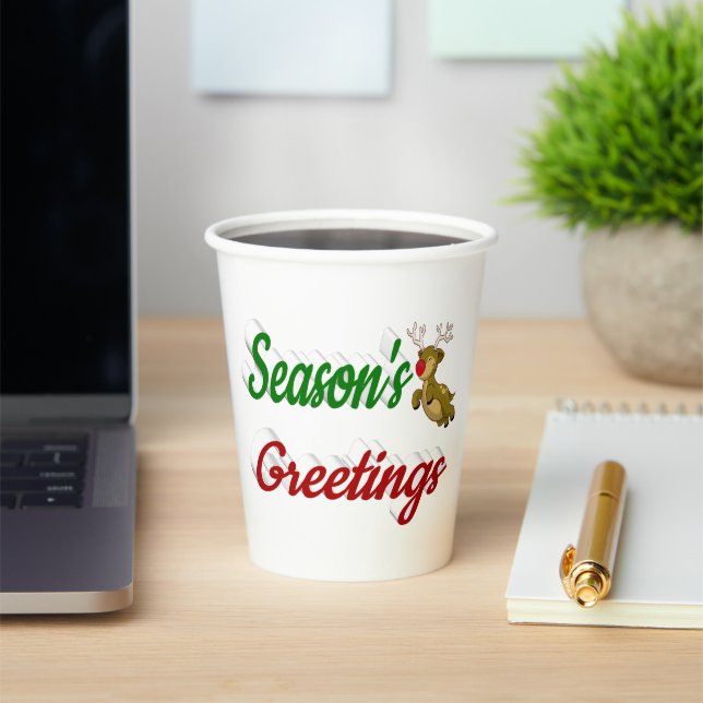 Gobelets En Papier Script de Noël Reindeer Joyeuses Fêtes (Insitu)