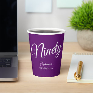 Gobelets En Papier Script simple moderne Automne Purple 90e anniversa