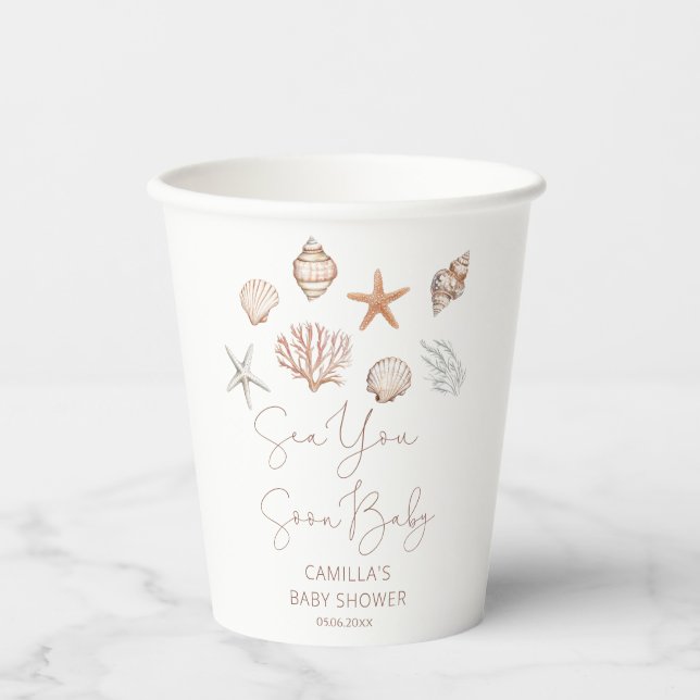 Gobelets En Papier Sea You Soon Coastal Baby Shower (Recto)