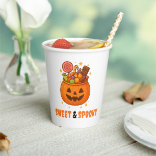 Gobelets En Papier Seau citrouille plein de sucré - Halloween