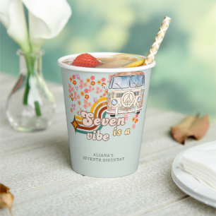 Gobelets En Papier Seven Est Une Vibe Daisy Hippie Van Septième Anniv
