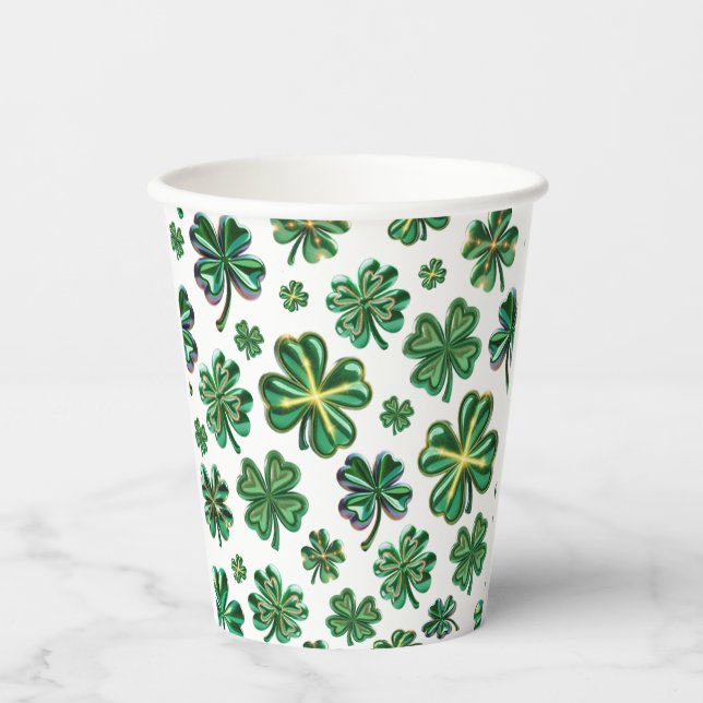 Gobelets En Papier Shamrock chanceux p Clover St. Patricks Day (Recto)