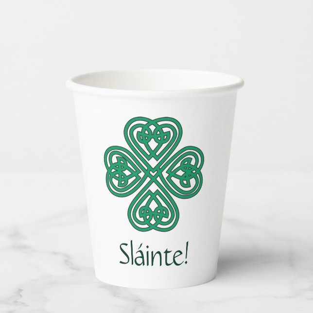 Gobelets En Papier Shamrock irlandais de Sláinte Green Celtic Lucky C (Recto)