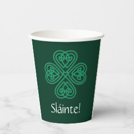 Gobelets En Papier Shamrock irlandais de Sláinte Green Celtic Lucky C