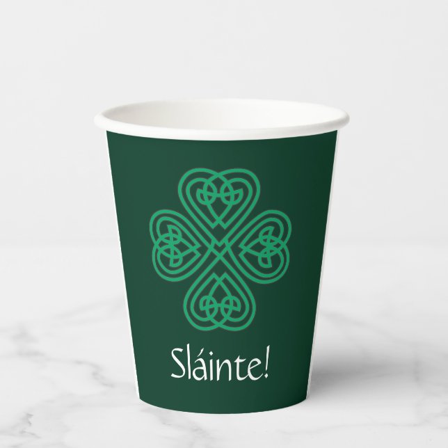 Gobelets En Papier Shamrock irlandais de Sláinte Green Celtic Lucky C (Recto)