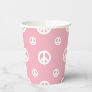 Gobelets En Papier Signe de paix rétro rose anniversaire